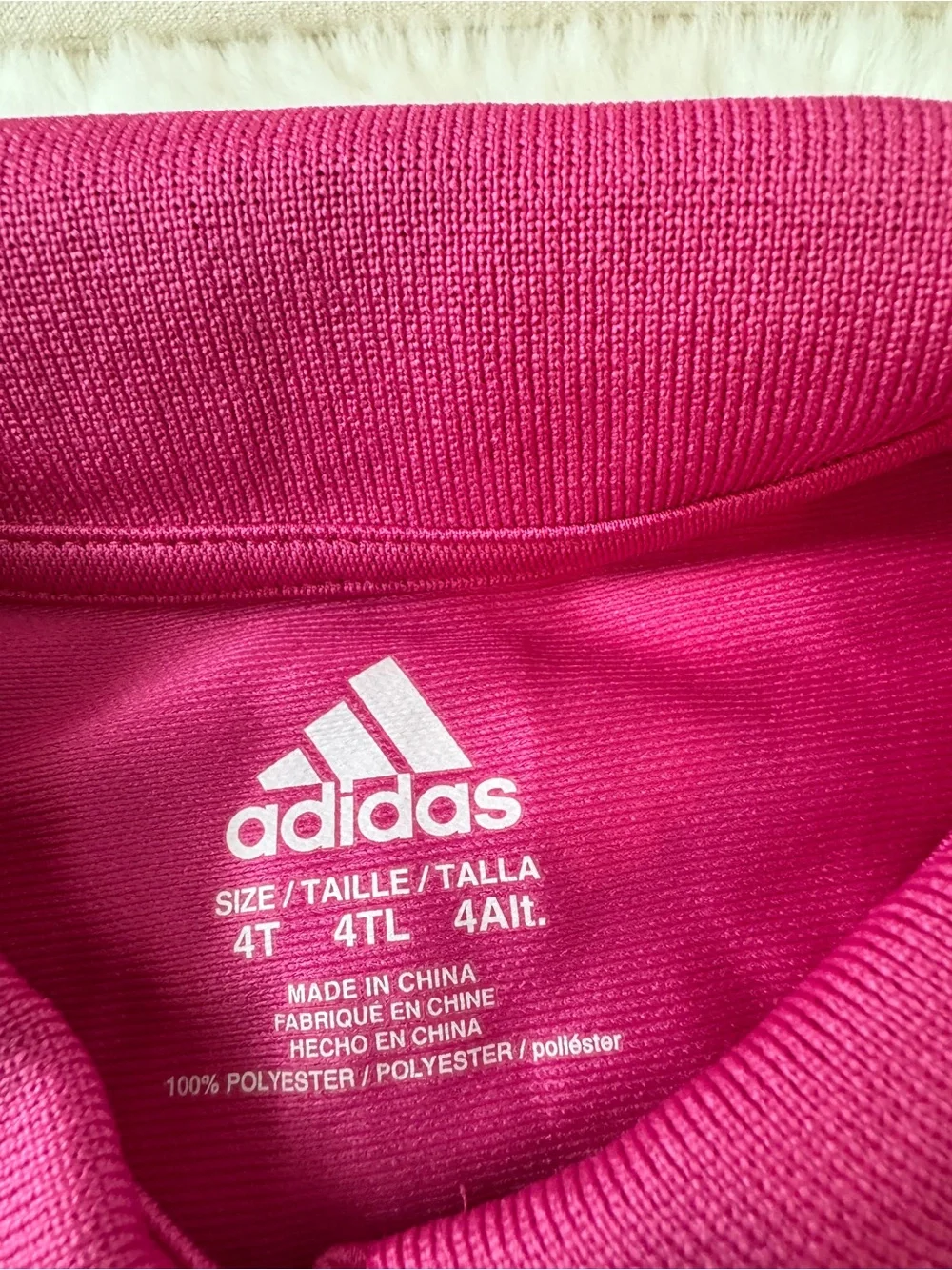 adidas Girls Hot Pink Polo Ruffle Dress with White Stripe Detail, 4T